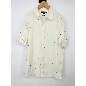 Michael Kors Men Medium 100% Linen Slim Fit Sunglasses Button Down Shirt